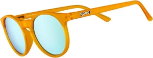 goodr Freshly Baked Man Buns Polarized Round Sunglasses for Men & Women, Small Sized (Circle G), Dark Yellow Translucent Frames with Blue Mirrored Reflective Lens, UV400 Protection, No Slip, No Bounce