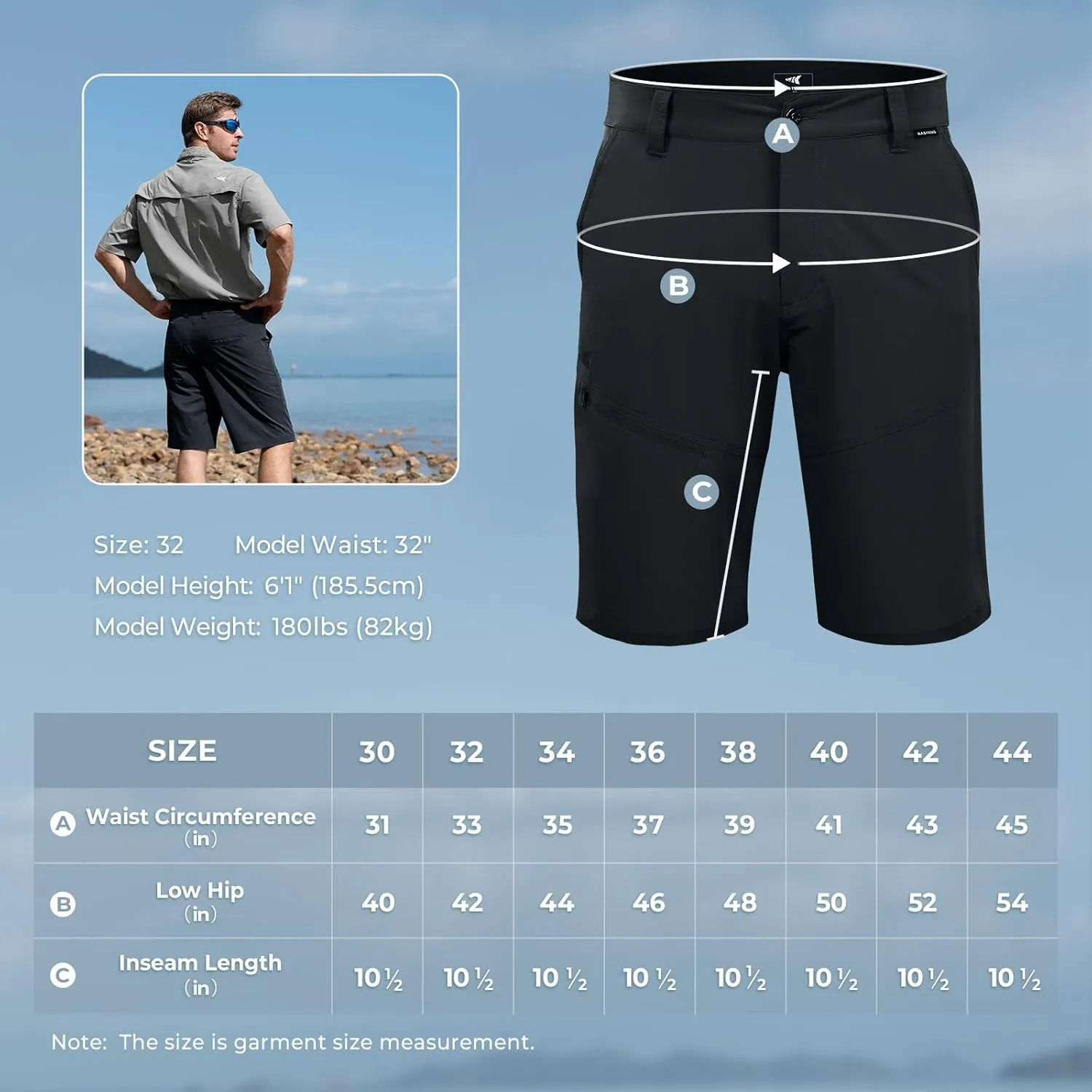 KastKing Cool Caster Men's Fishing Shorts, UPF 50  Hiking Shorts, 10.5?? and 7.5?? Available, Water Repellent, 4-Way Stretch