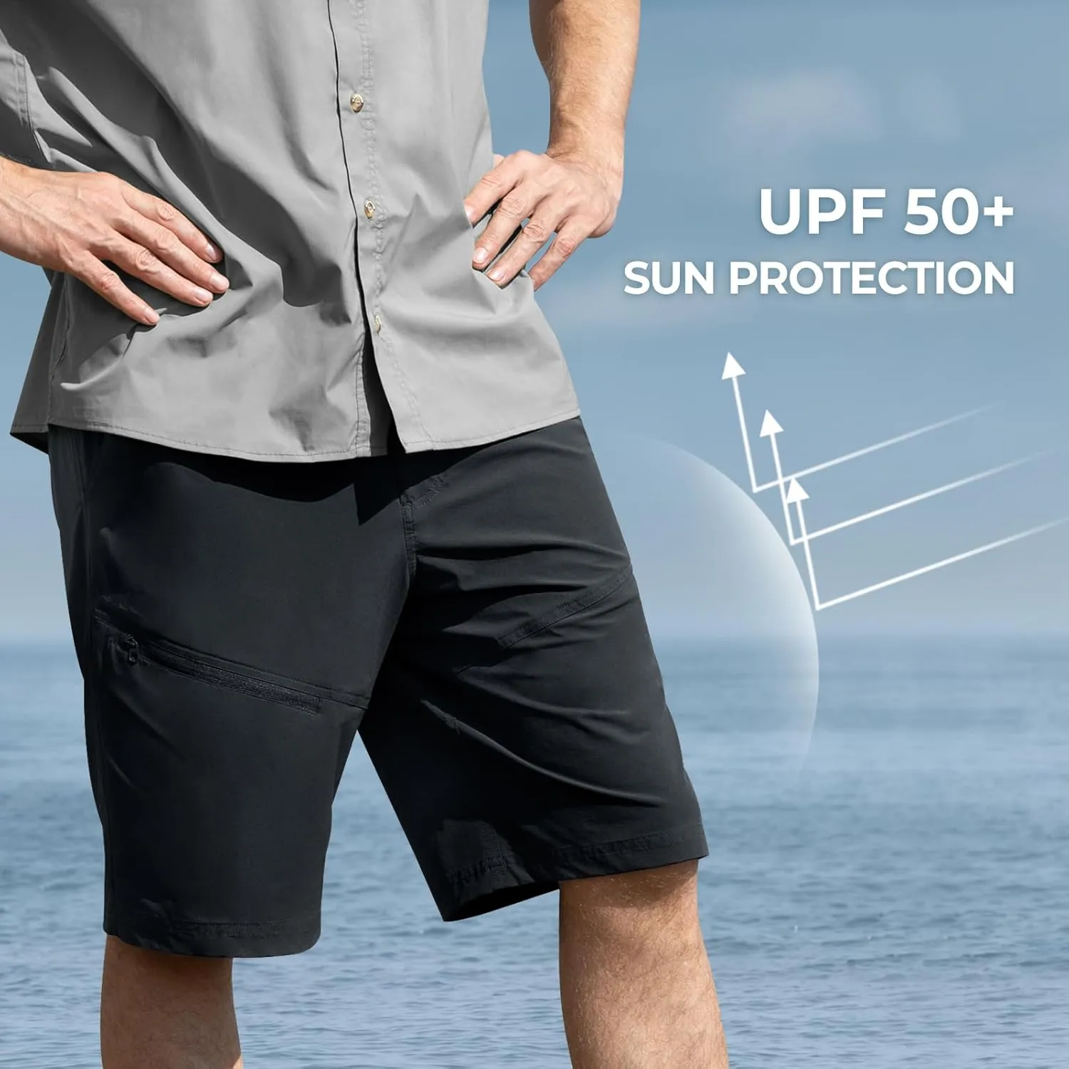 KastKing Cool Caster Men's Fishing Shorts, UPF 50  Hiking Shorts, 10.5?? and 7.5?? Available, Water Repellent, 4-Way Stretch