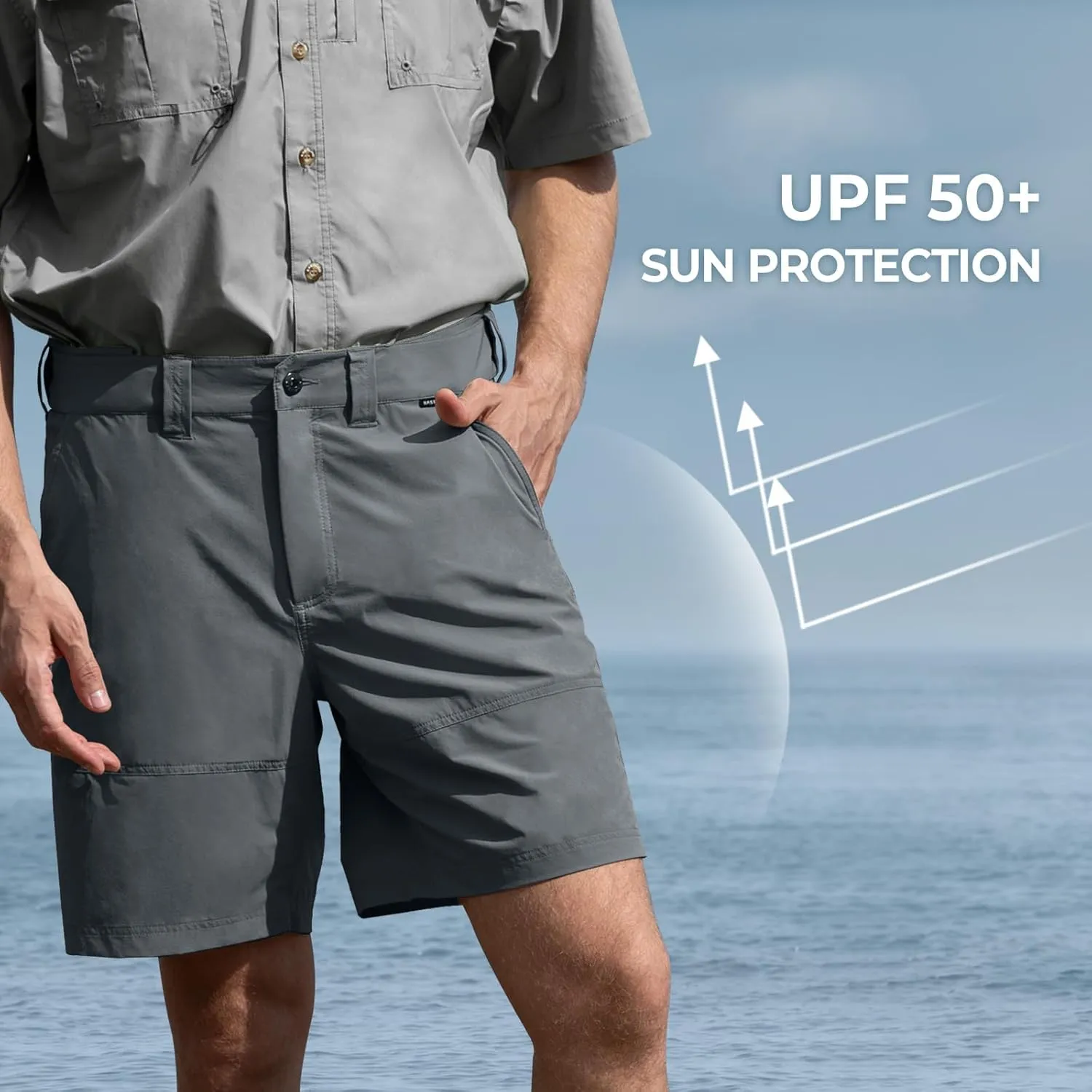KastKing Cool Caster Men's Fishing Shorts, UPF 50  Hiking Shorts, 10.5?? and 7.5?? Available, Water Repellent, 4-Way Stretch