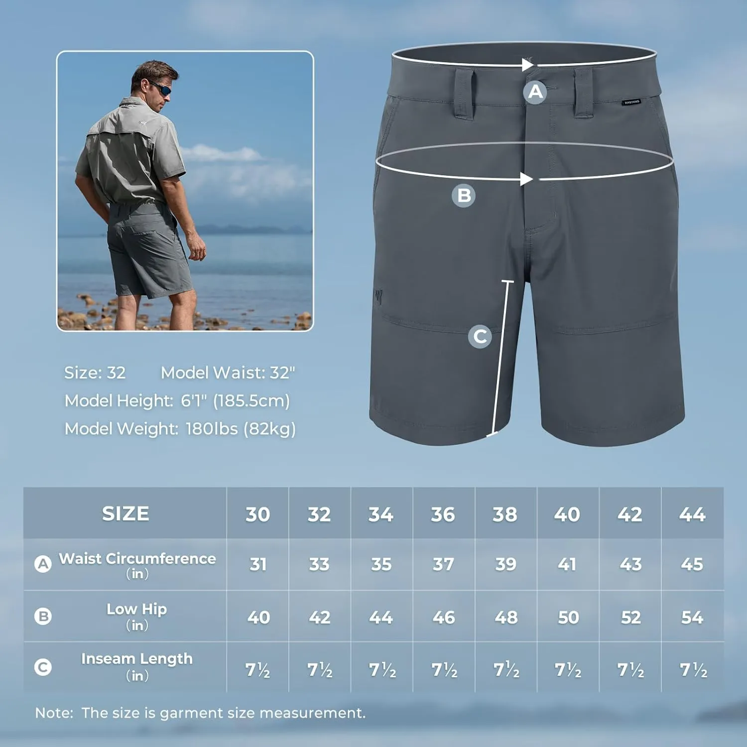 KastKing Cool Caster Men's Fishing Shorts, UPF 50  Hiking Shorts, 10.5?? and 7.5?? Available, Water Repellent, 4-Way Stretch
