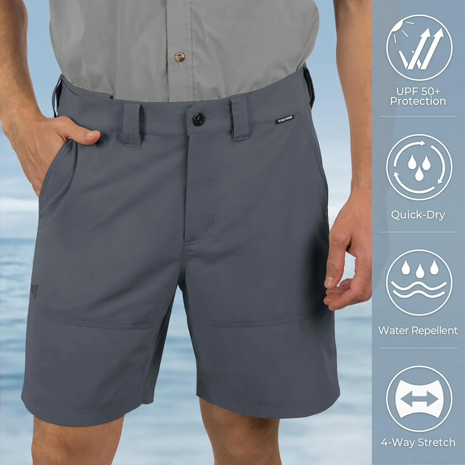 KastKing Cool Caster Men's Fishing Shorts, UPF 50  Hiking Shorts, 10.5?? and 7.5?? Available, Water Repellent, 4-Way Stretch
