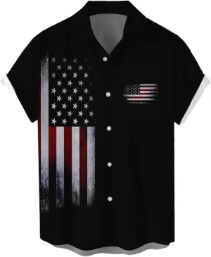 Lzzidou 4th of July Shirts for Men Patriotic American Flag Shirts USA Memorial Day Shirt