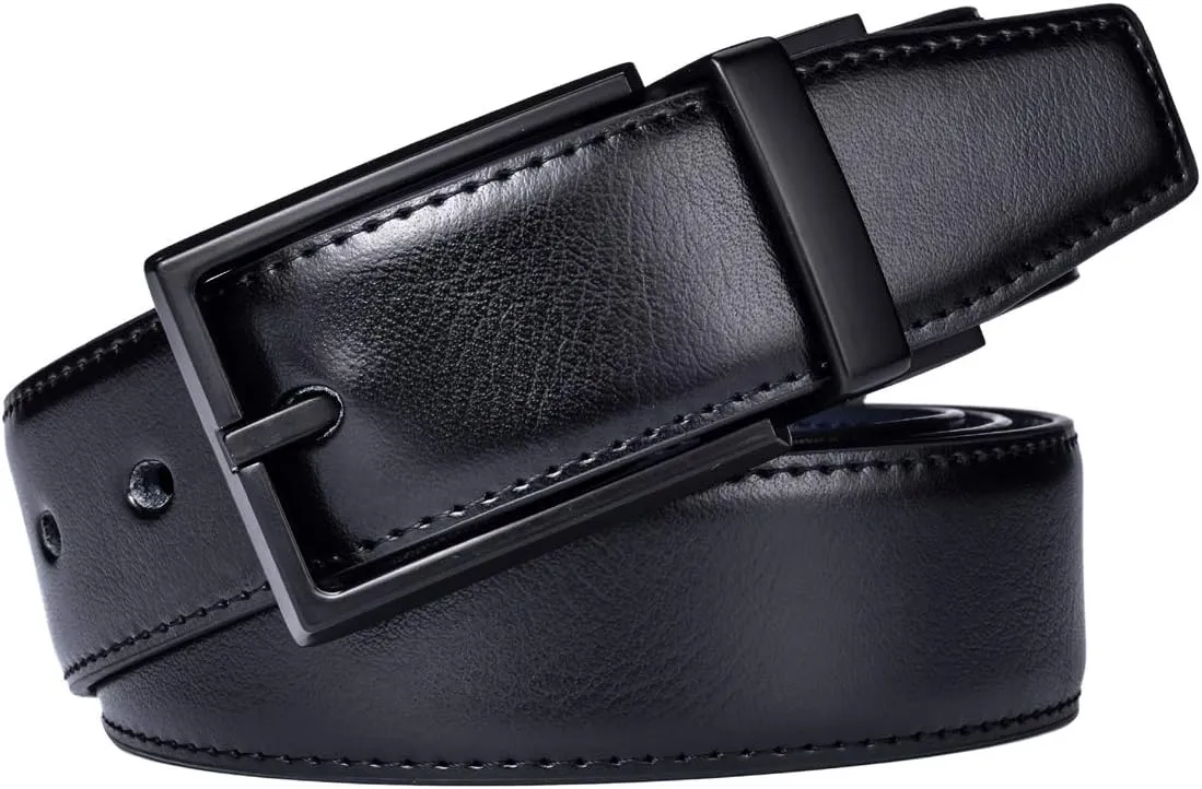Men's Dress Belt Leather Reversible 1.25" Wide Rotated Buckle Gift Box