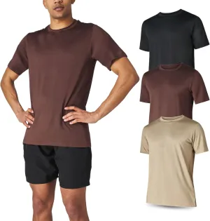 Men??s Workout Short Sleeve Athletic Gym T-Shirts 3 Pack Mens Dry Fit Running Shirt Moisture Wicking Active Crew Tees for Men