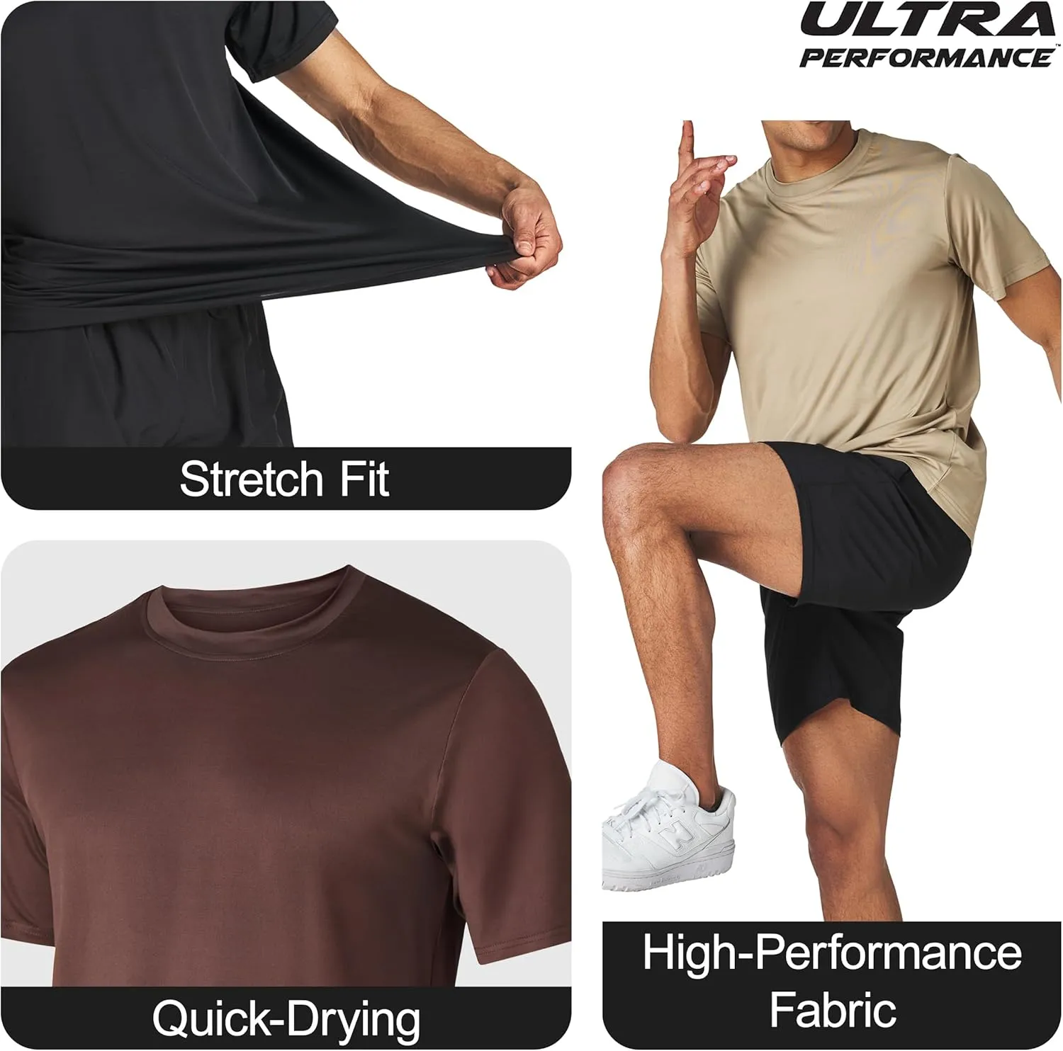 Men??s Workout Short Sleeve Athletic Gym T-Shirts 3 Pack Mens Dry Fit Running Shirt Moisture Wicking Active Crew Tees for Men