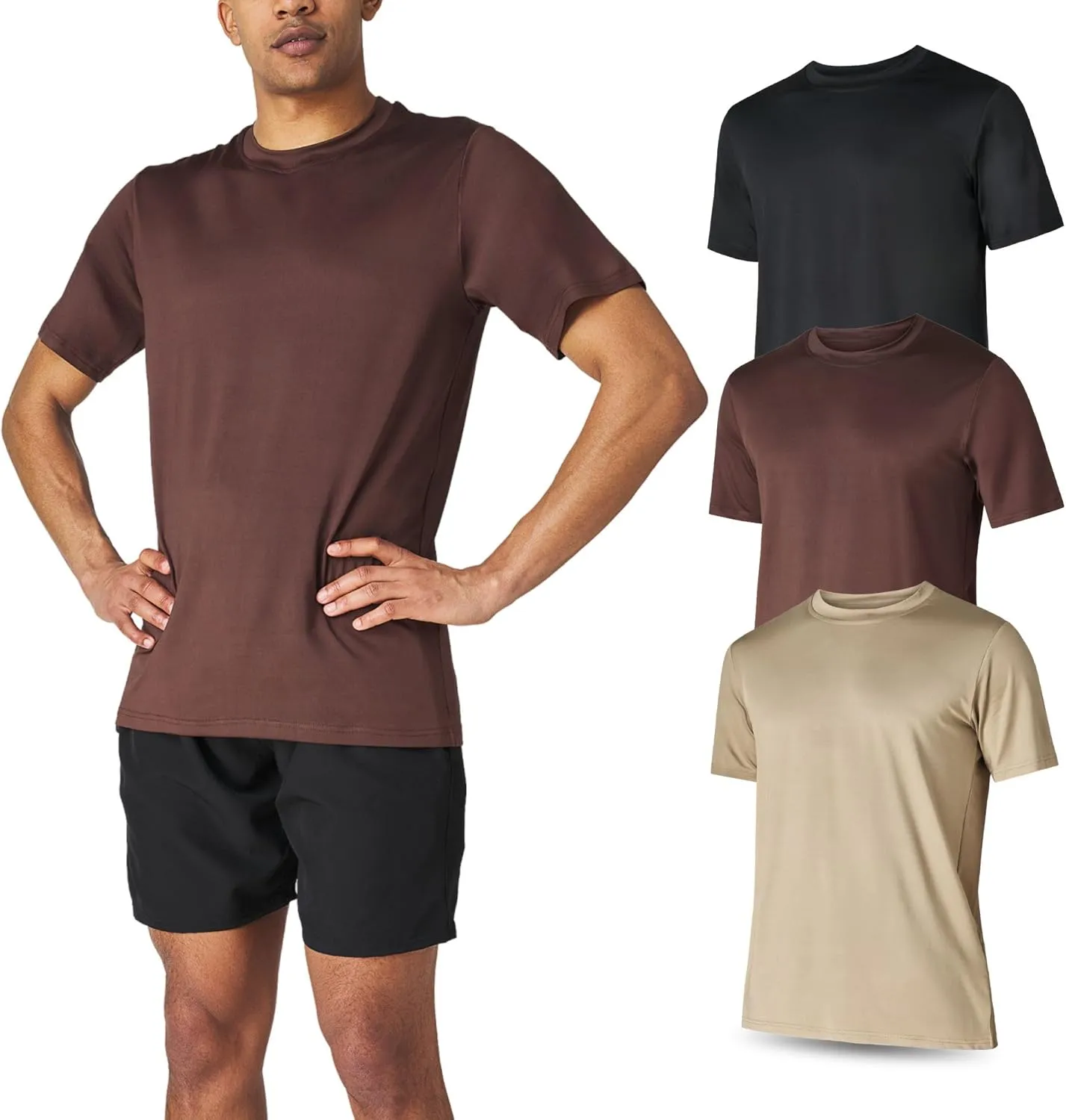Men??s Workout Short Sleeve Athletic Gym T-Shirts 3 Pack Mens Dry Fit Running Shirt Moisture Wicking Active Crew Tees for Men