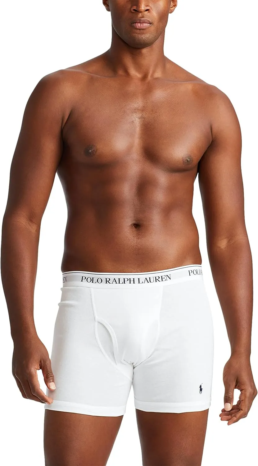 POLO RALPH LAUREN Men's Classic Fit Cotton Boxer Briefs, Trunks & Long Leg Boxer Briefs, 3 Pack