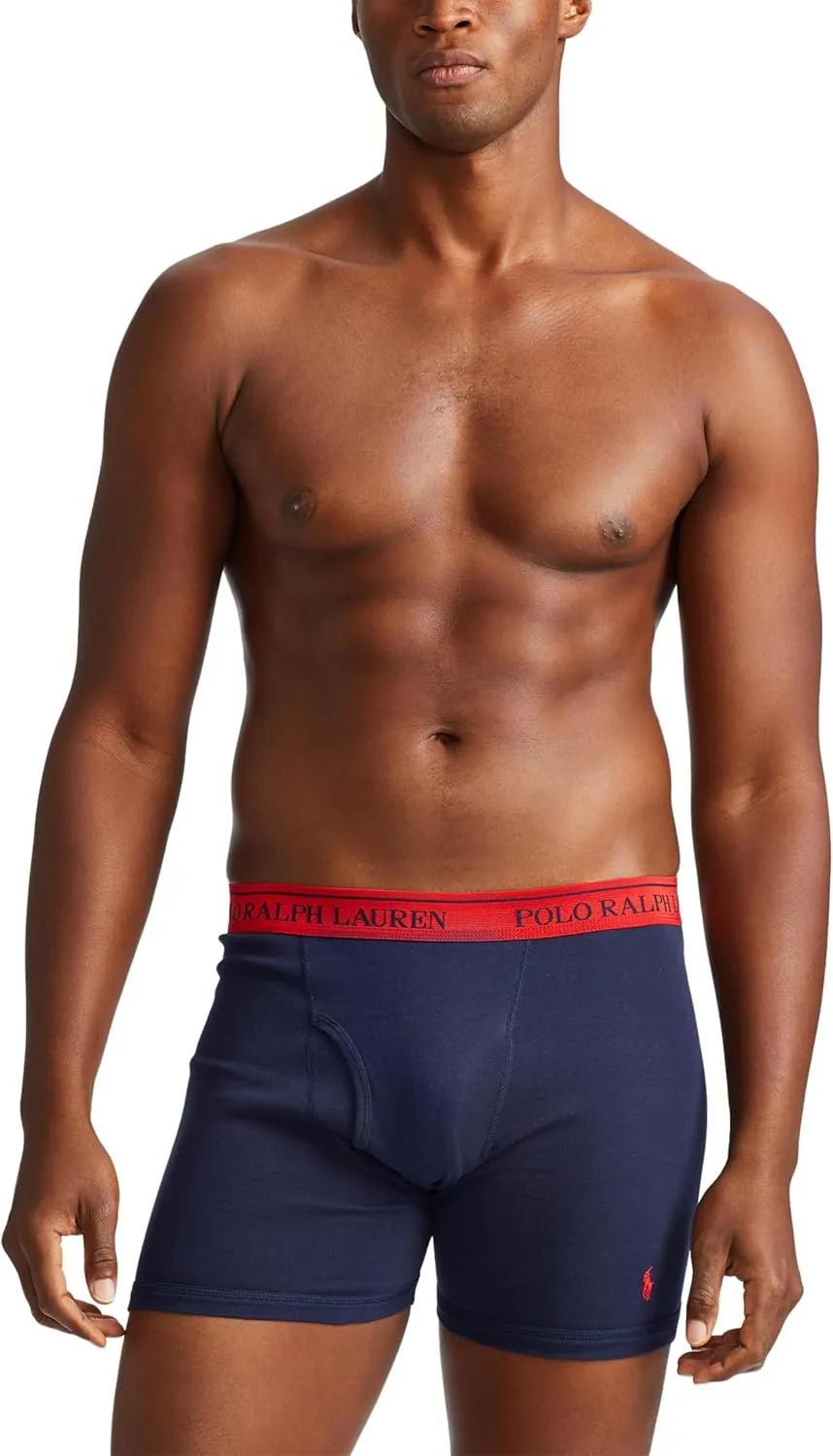 POLO RALPH LAUREN Men's Classic Fit Cotton Boxer Briefs, Trunks & Long Leg Boxer Briefs, 3 Pack