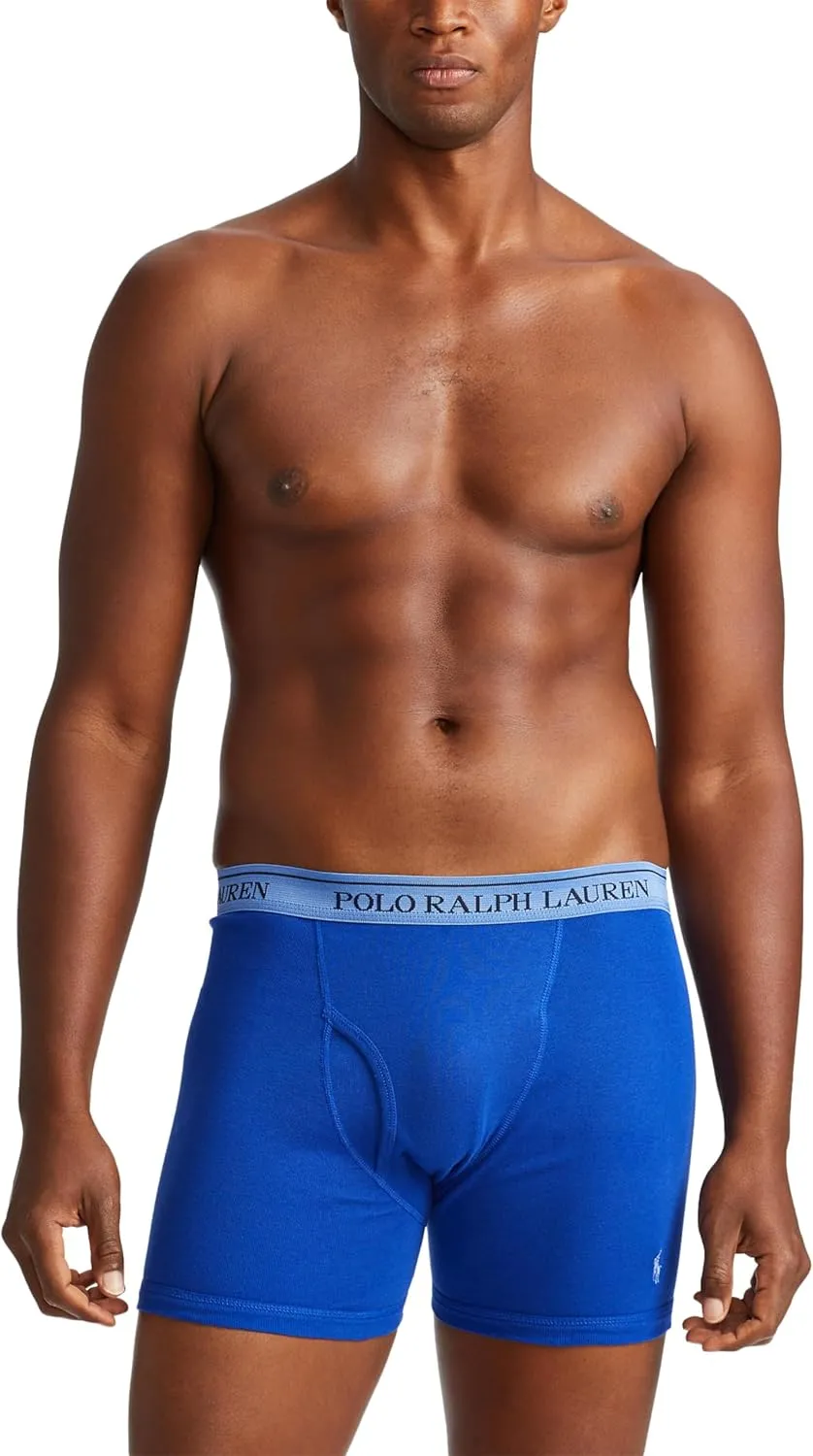 POLO RALPH LAUREN Men's Classic Fit Cotton Boxer Briefs, Trunks & Long Leg Boxer Briefs, 3 Pack