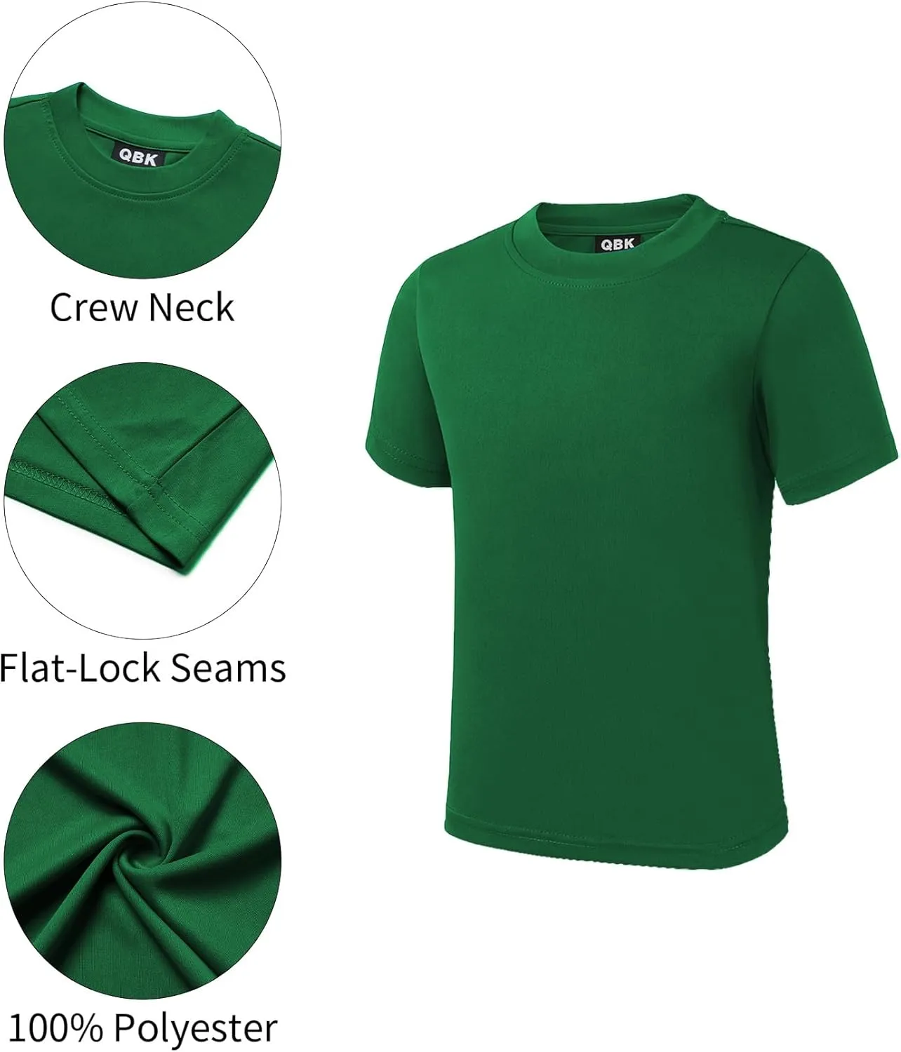 QBK 2T to Youth Neon Shirt Kids UPF 50  Dry Fit Athletic Short Sleeve T Shirts for Boys and Girls