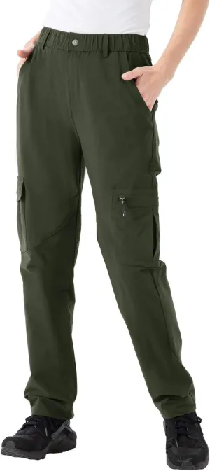 Rdruko Women's Hiking Cargo Pants Water-Resistant Quick Dry UPF 50  Travel Camping Work Pants Zipper Pockets