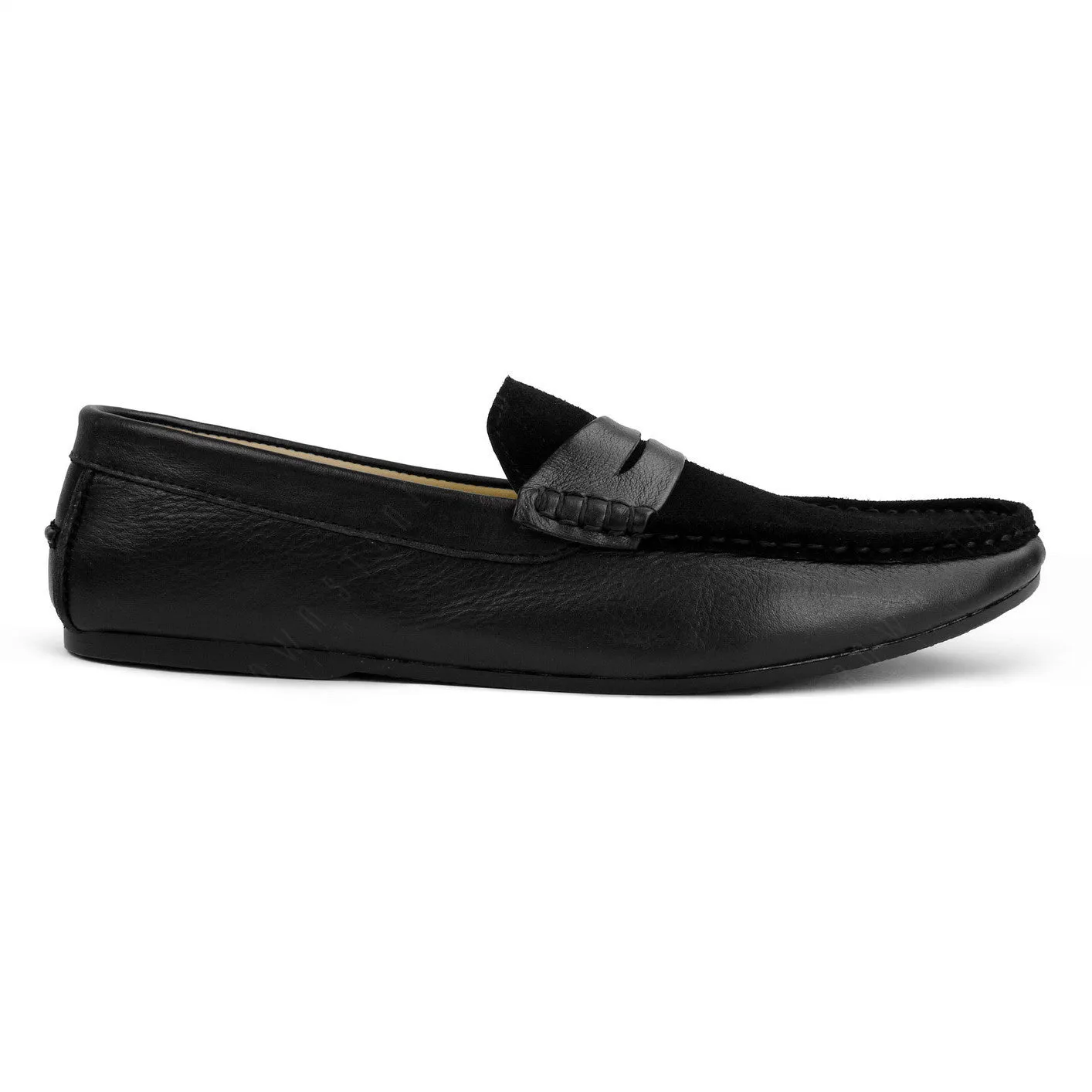 Suede Flip Leather Loafer Pure Black