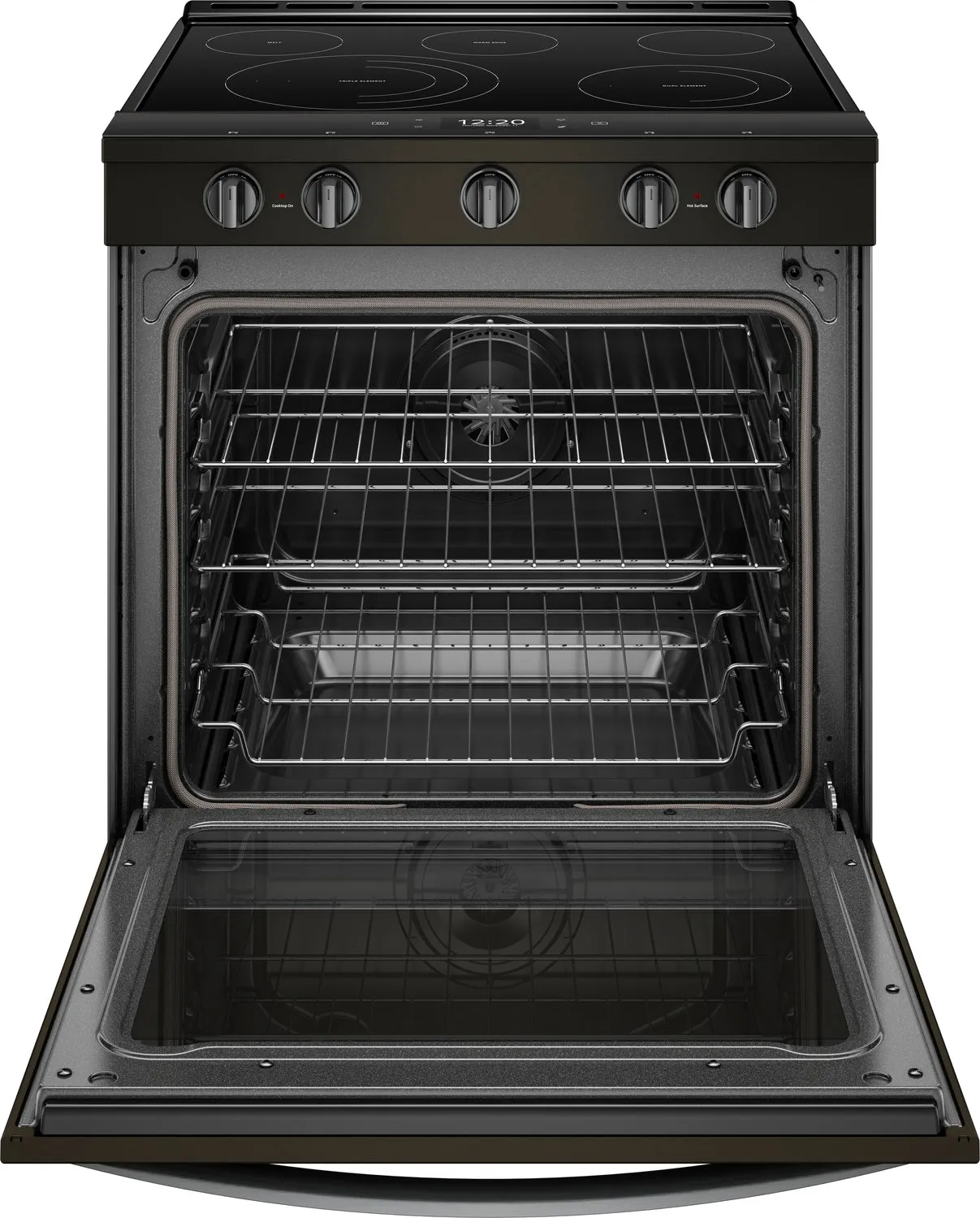 Whirlpool Black Stainless Steel Slide-In Electric True Convection Range (6.4 Cu. Ft.) - YWEE750H0HV